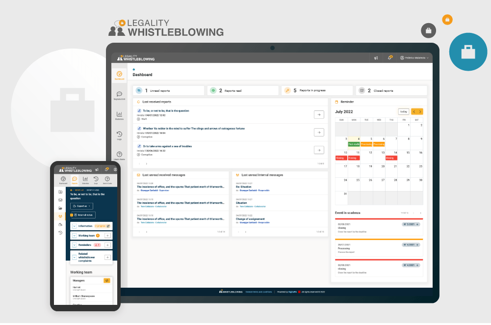 Legality Whistleblowing for wrongdoing and alleged offenses management, comply with new European whistleblower protection laws