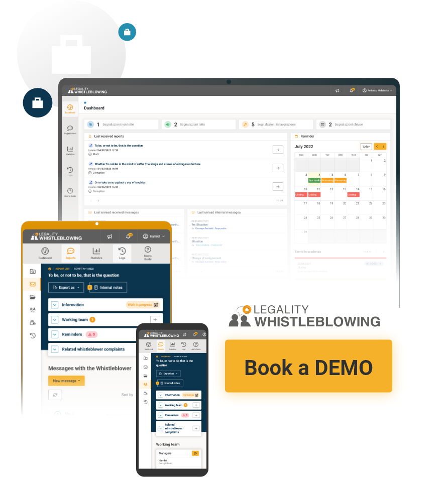 Legality Whistleblowing software and mobile app: book a free demo